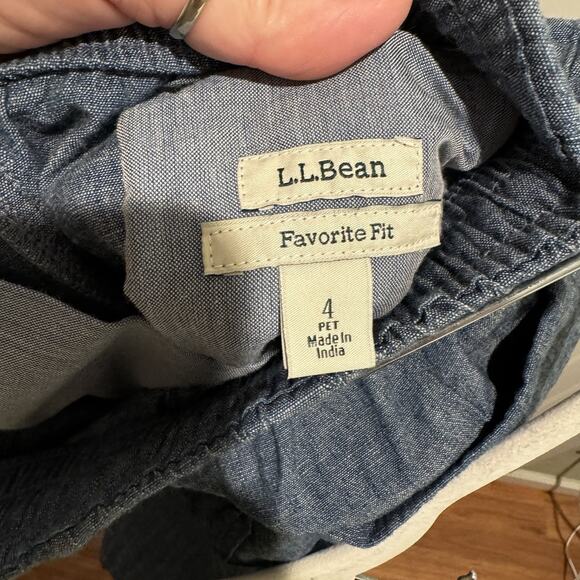 LL Bean Favorite Fit Blue Linen Cropped Pants Size 4 Petite - Picture 6 of 6